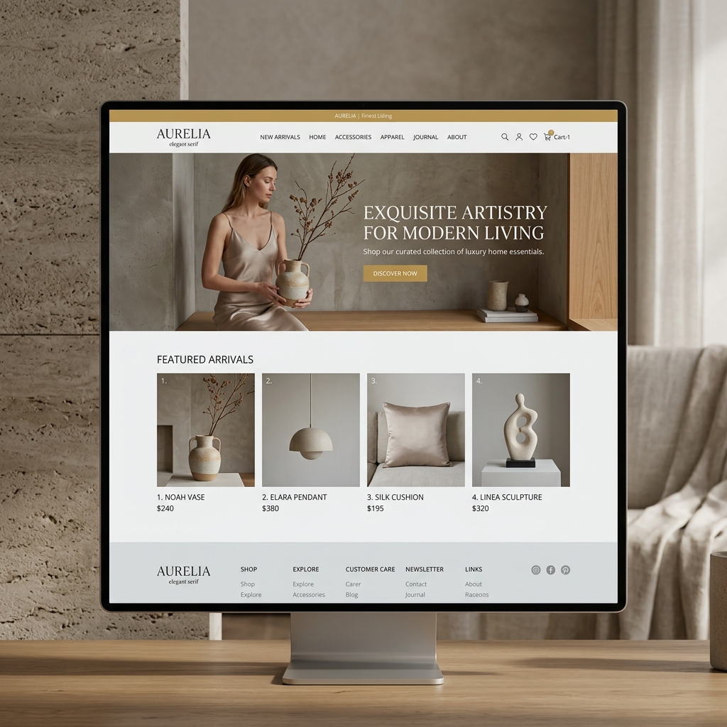 Aurelia luxury fashion e-commerce storefront mockup